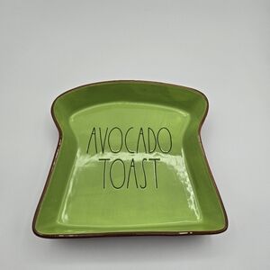 Rae Dunn Green Brown Avocado Toast Plate Bread Shaped Dish By Magenta